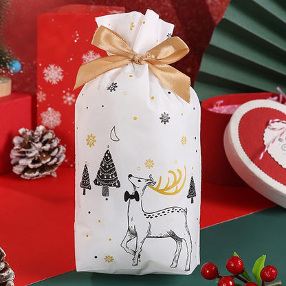 50PCS Christmas Candy Treat Bags Gift Wrapping Drawstring Bags for Holiday Parties Style 1