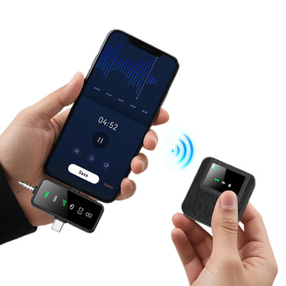 3-in-1 2.4G Wireless Lavalier Microphone Set Compatible with iPhone Android Device for Recording Live Streaming