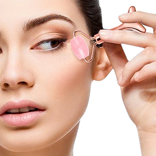 2-in-1 Face Roller Eye Massager Gua Sha Facial Tool Rose Gold