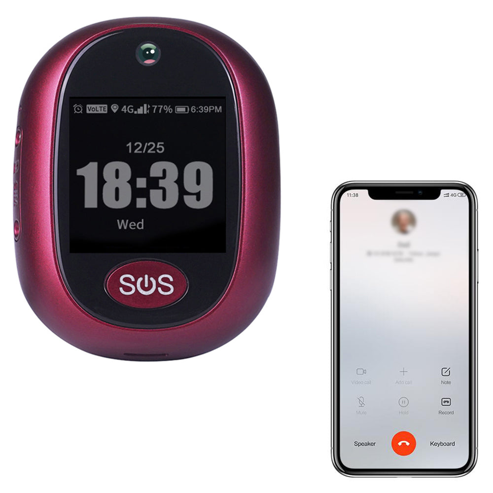 4G Personal GPS Tracker SOS Alarm for Kids and Elderly Wine Red