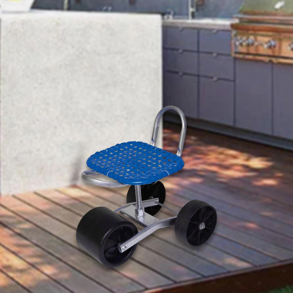 Adjustable Height Gardening Seat 360-degree Rotating Stool with 3 Wheels