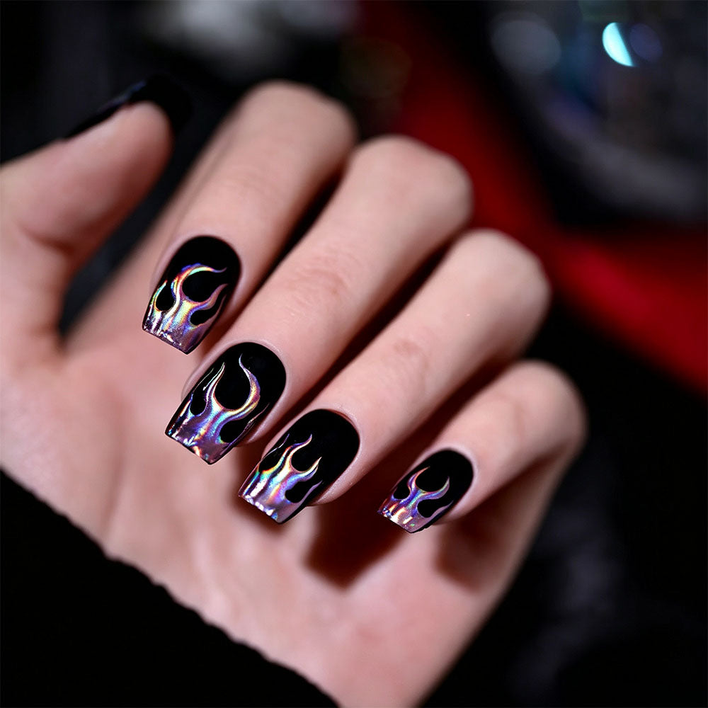 4 Pack Halloween Nail Art Stickers Metallic Flame Design Vinyl Decals