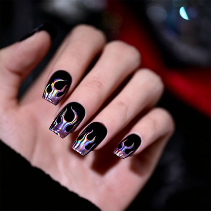 4 Pack Halloween Nail Art Stickers Metallic Flame Design Vinyl Decals