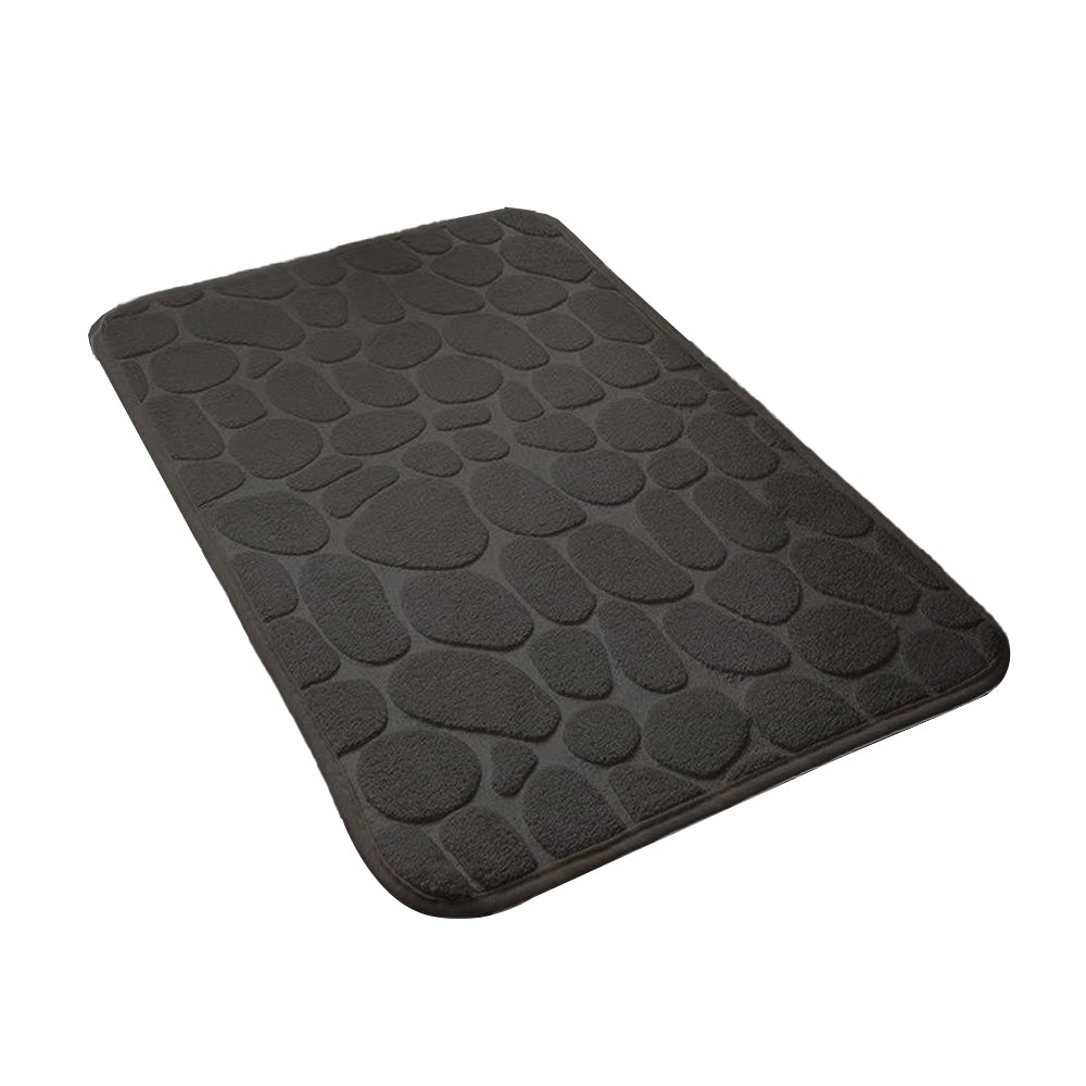 Cobblestone Bath Mat Anti-Slip Bathroom Door Mat Floor Mat Black