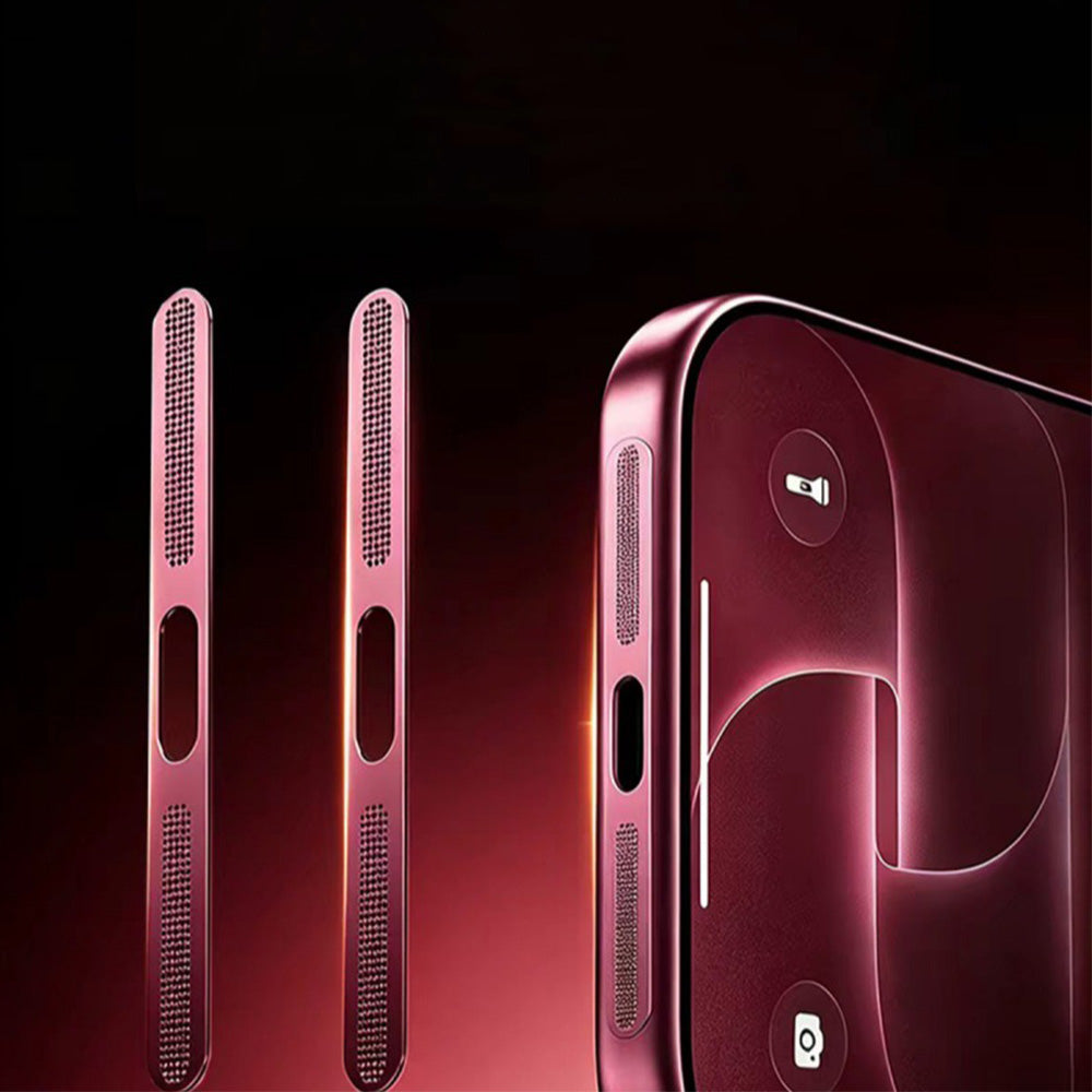 4Piece Metal Dust Mesh Covers for iPhone 18 Pro 18 Pro Max - Wine Red