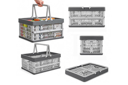 Portable Foldable Storage Basket-Grey