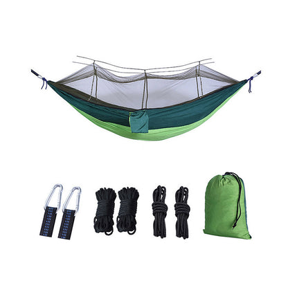 Anti-mosquito Hammock Durable Portable Hanging Bed Sleeping Swing with Mosquito Net-Green