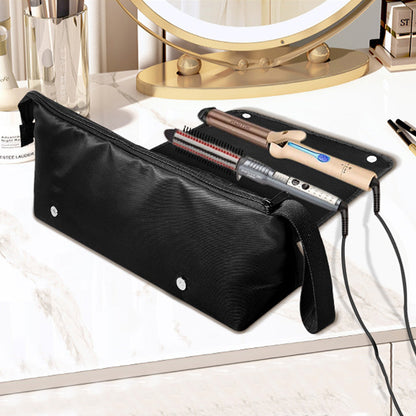 Portable Hair Tools Organizer Travel Bag withHeat Resistant Mat for Flat Irons Hair Straighteners Black