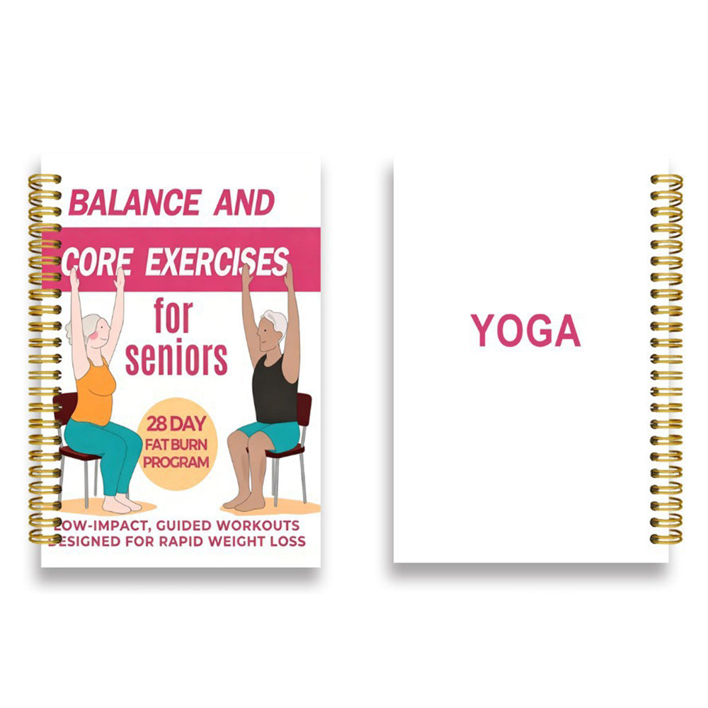 Adult 30 Day Chair Yoga Spiral Notebook Sitting Guide Book - Pink