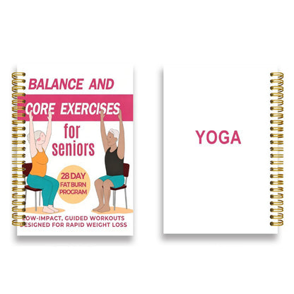 Adult 30 Day Chair Yoga Spiral Notebook Sitting Guide Book - Pink