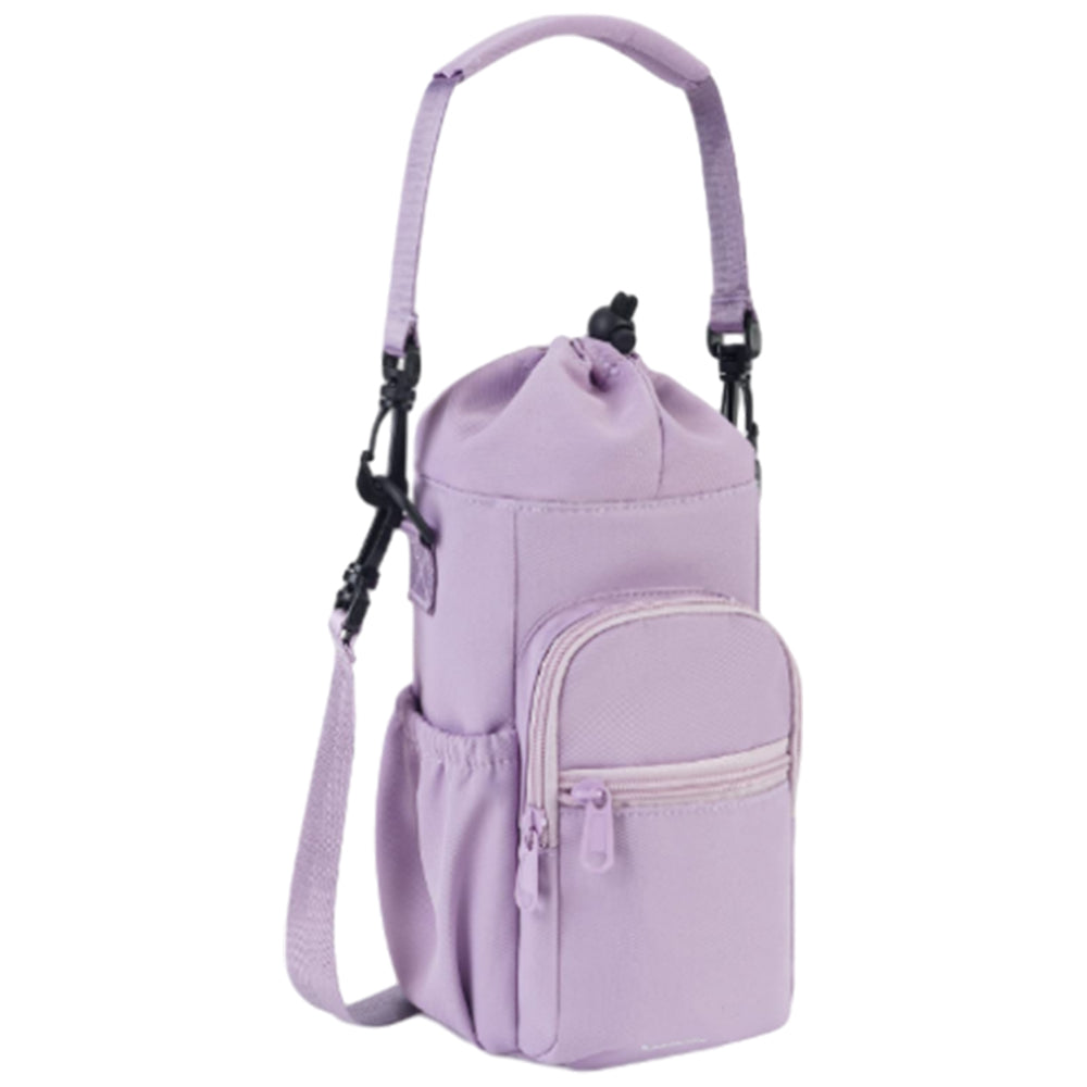 Multi-pocket Water Bottle Sleeve with Adjustable Strap Insulated Bottle Carrier Sling Bag for Walking Hiking Purple