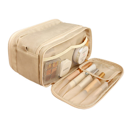 Travel Toiletry Bag Makeup Organizer with Handle Water Resistant Cosmetic Bag Beige