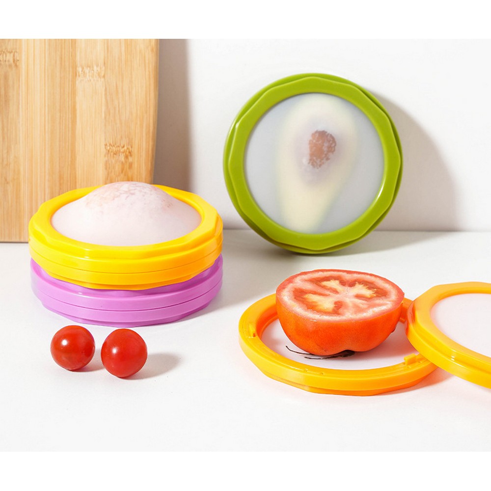 4Pcs Reusable Silicone Containers Set for Avocado Saver and Onion Keeper