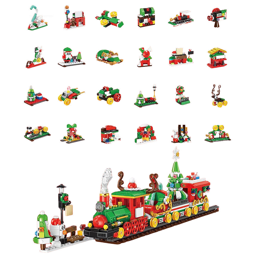 Advent Calendar Christmas Train Building Block Set ¨C Holiday Countdown Toy