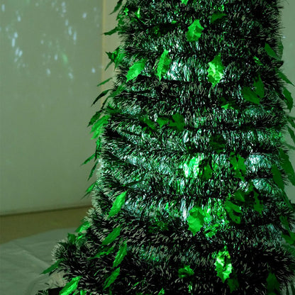 1.5m Foldable Pop Up Christmas Tree with Light Tinsel Christmas Tree