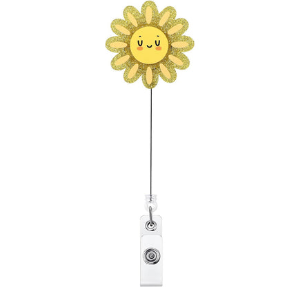 Retractable Badge Reel Cute Badge Clip - Sunflower
