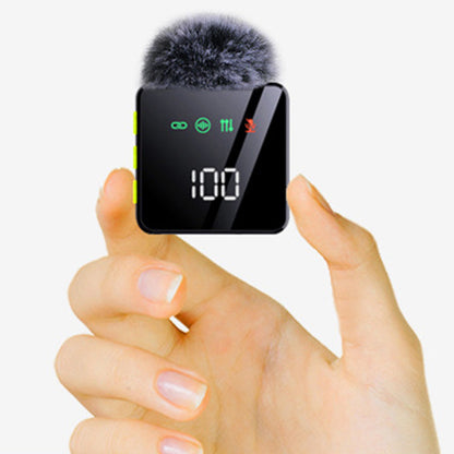 Wireless Lavalier Microphone with Charging Case Noise Cancelling for iPhone Android-Black