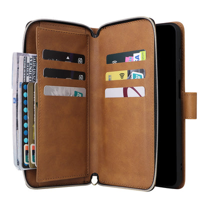 Wallet Leather Flip Cover for Samsung S26 Series with Card Slots Kickstand-Brown