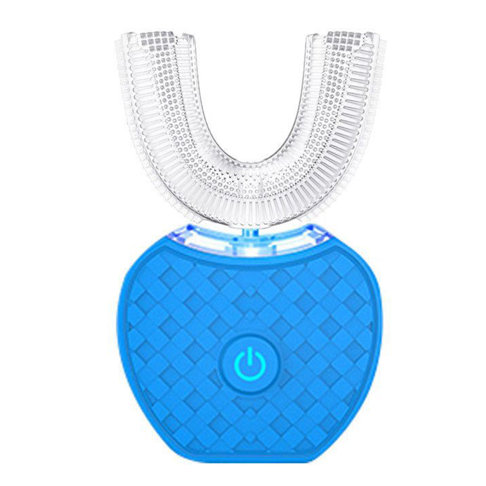 Wireless Charging U-Shaped Electric Toothbrush with Automatic Cleaning-Blue