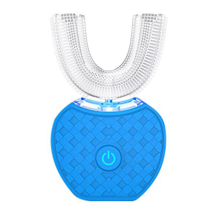 Wireless Charging U-Shaped Electric Toothbrush with Automatic Cleaning-Blue