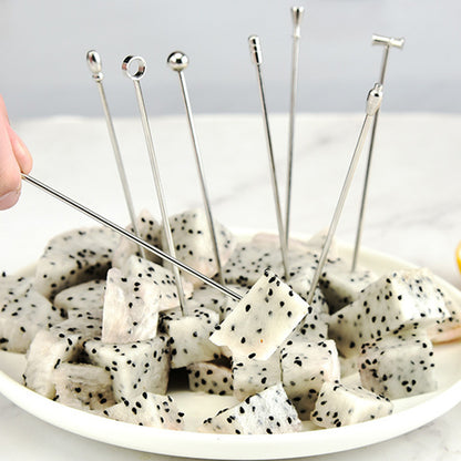9PCS Stainless Steel Fruit Picks Reusable Metal Cocktail Appetizer Skewers