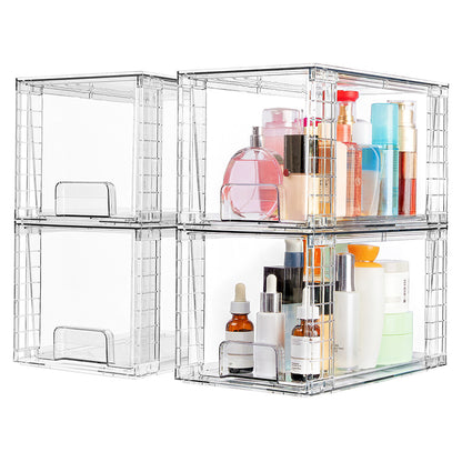 2Pcs Stackable Clear Makeup Organizer Drawer-S Size