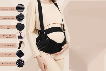 Pregnancy Belly Band with Adjustable Straps for Back Abdomen Waist Support -Black