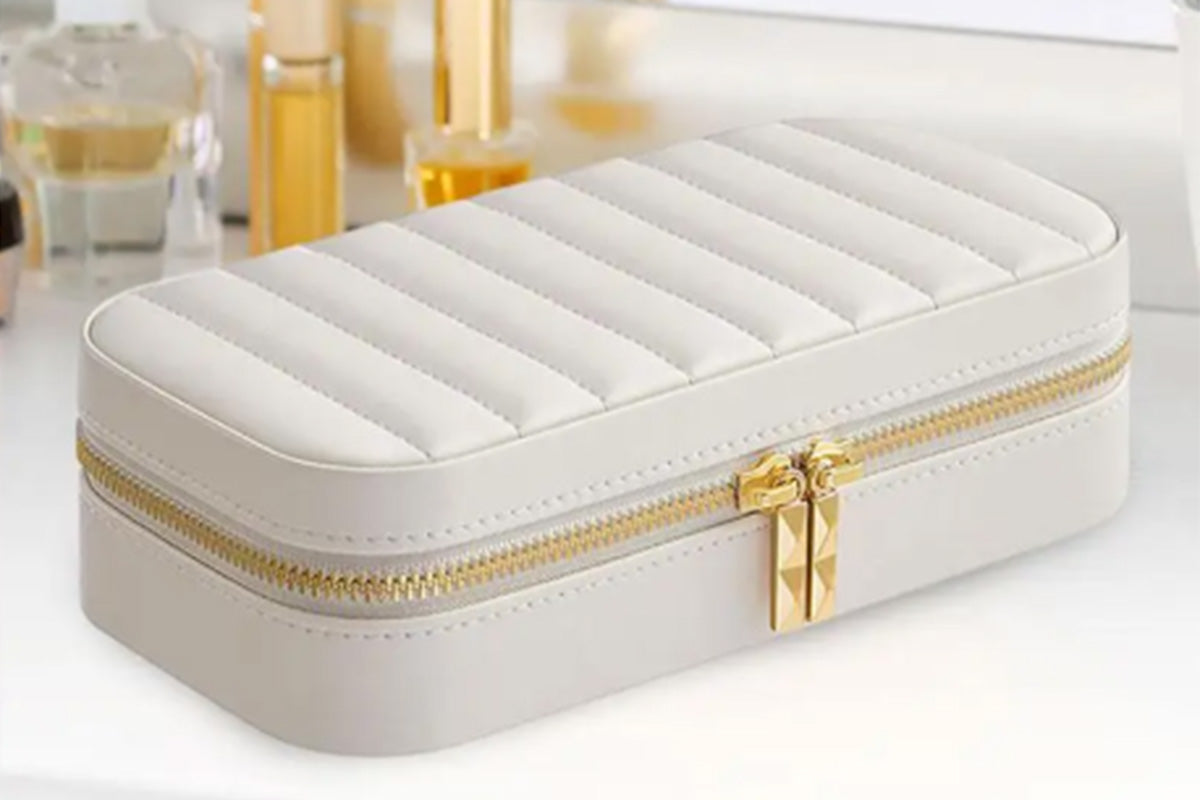 2Pcs Travel Jewelry Case Jewelry Box Organizer With Mirror Display Case Storage-Each of Color