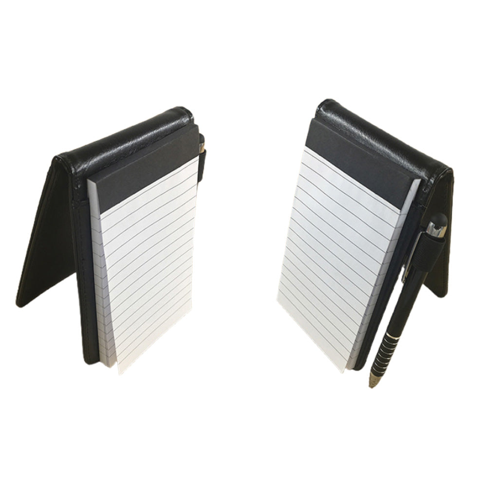 A7 Mini Pocket Notebook PU Leather Notepad with Pen Holder Card Slot-Black