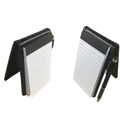 A7 Mini Pocket Notebook PU Leather Notepad with Pen Holder Card Slot-Black
