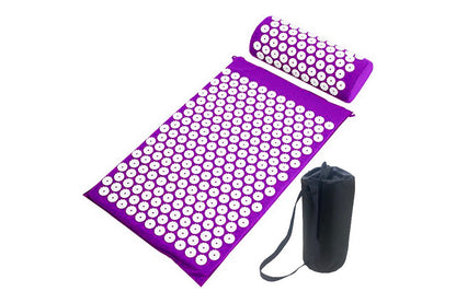 Back and Neck Pain Relief Acupressure Mat and Pillow Set-Purple