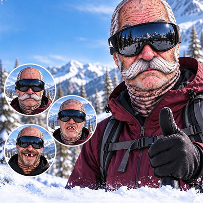 Funny Fleece Fake Face Ski Mask Old Man Riding Full Cover Balaclava