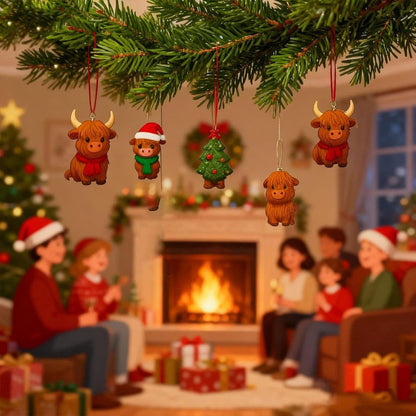 2D Highland Cow Advent Calendar 24-Day Christmas Countdown for Xmas Tree Style 1