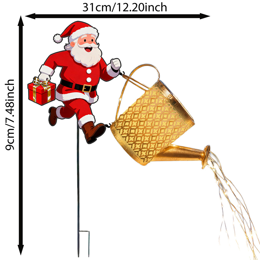 3D Solar Santa Watering Can LED Christmas Garden Stake Light