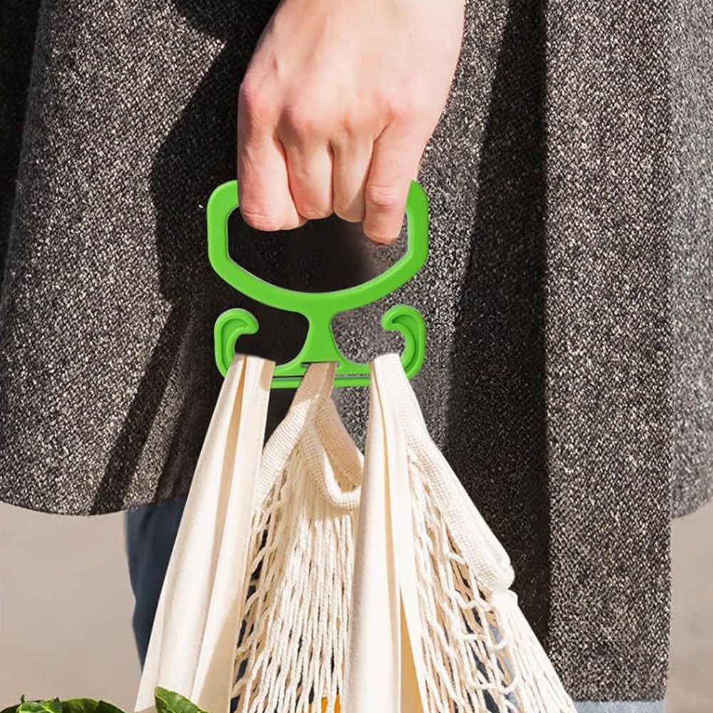 2PCS Grocery Bag Carrier Handles Plastic Bag Holder For Shopping Buckets Green