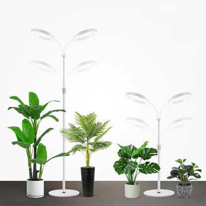 Dual Head Multi Color LED Plant Lamp with Stand-White