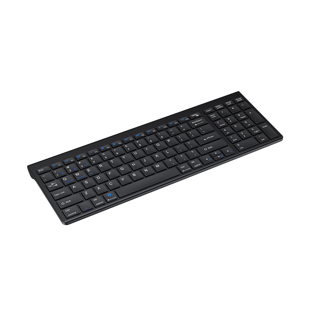 2.4G Ultra-Thin Rechargeable Keyboard Sleek Bluetooth Wireless Keyboard Compatible with Multi-Device Black
