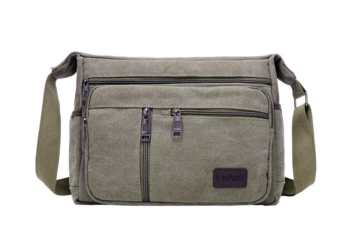 Men Vintage Crossbody Canvas Messenger Shoulder Bag-Green