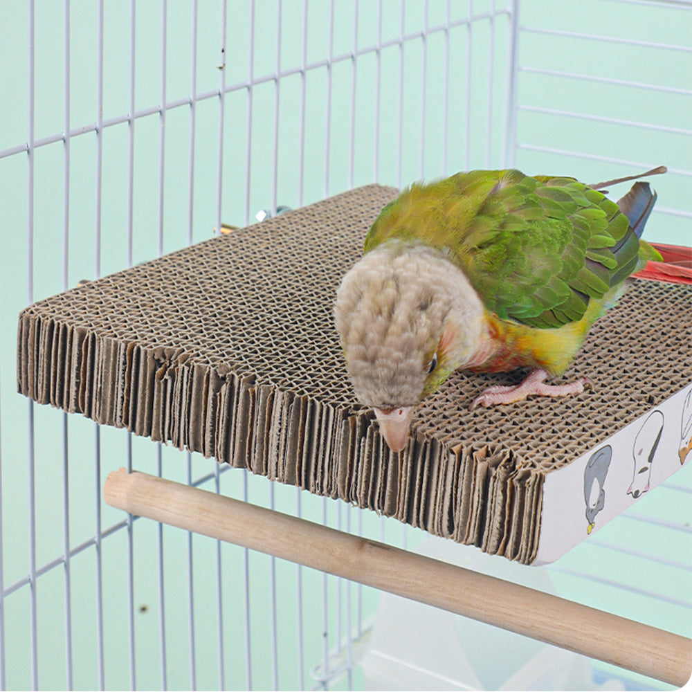 2Pcs Bird Perch Stand Cardboard Anti-bite Hair Grinding Pad Parrot Toy