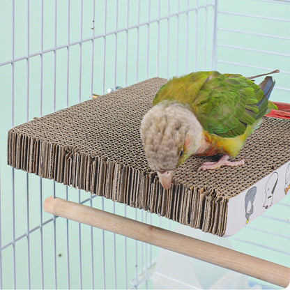 2Pcs Bird Perch Stand Cardboard Anti-bite Hair Grinding Pad Parrot Toy
