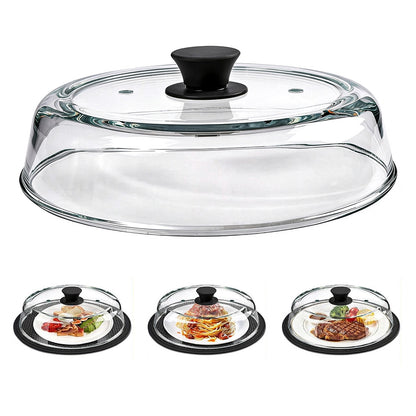 Microwave Glass Splatter Cover with Silicone Trivet Dual Vents - Black