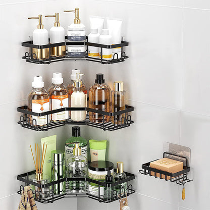 4Pcs Corner Shower Caddy Set with Soap Holder ââ‚?Carbon Steel  18kg Load