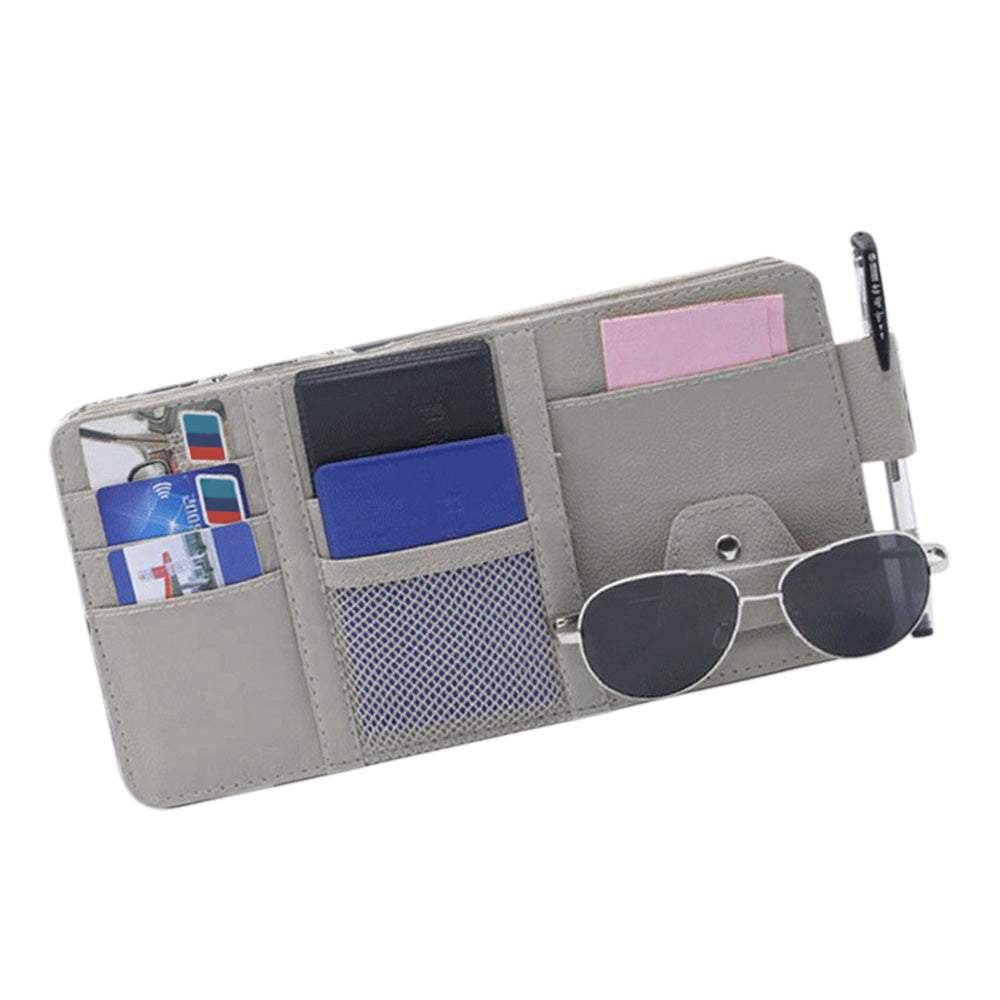 Car Sun Visor Organizer with License & Sunglasses Holder Gray