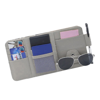 Car Sun Visor Organizer with License & Sunglasses Holder Gray