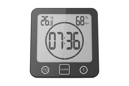 Water-Resistant Digital Bathroom Shower Clock Timer - Black