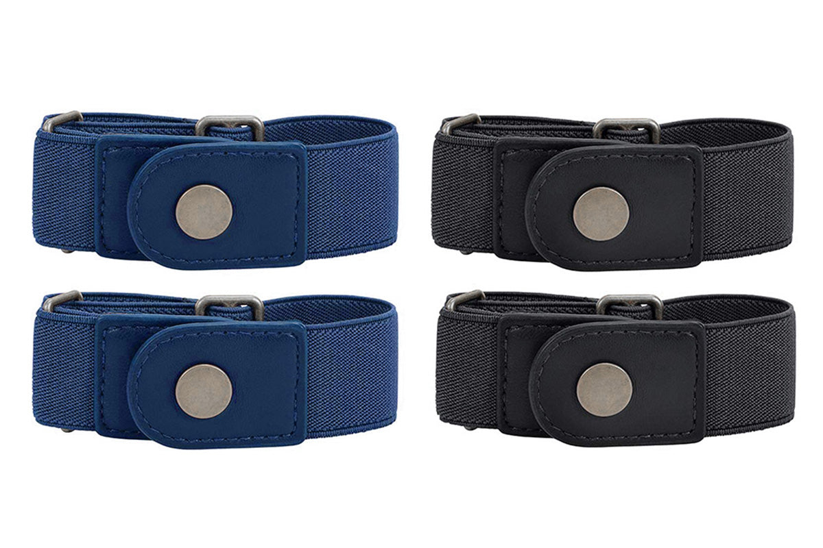 2 Piece Elastic Side Buckle Belt - Black