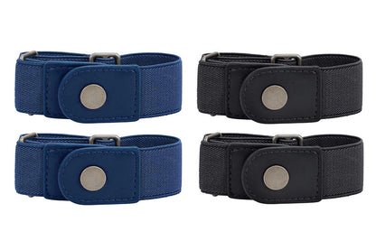 2 Piece Elastic Side Buckle Belt - Black
