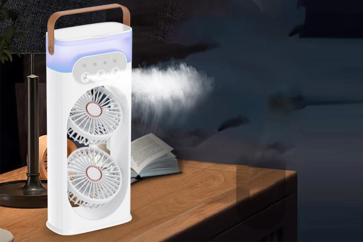 Tower Cooling Fans Standing Desk Fan with 3 Speeds and Light for Bedroom -White