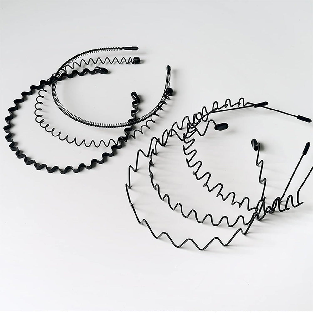 6Pcs Invisible Metal Headband Non Slip Hair Hoop for Women Men with Elastic Band