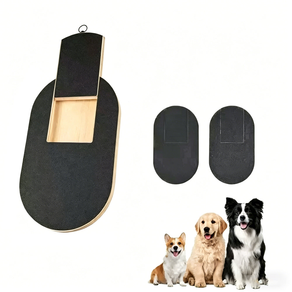 Wooden Dog Nail Scratch Board with Treat Box with Replacement Sandpaper